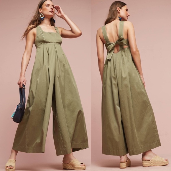 Anthropologie Pants - 𝅺HD in Paris Amity Wide-Leg Olive Jumpsuit Sz 2